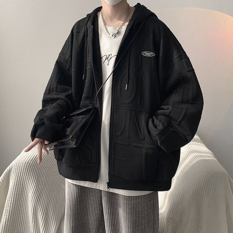 Streetwear Brand Hong Kong - เสื้อฮู้ดผู้ชายสไตล์ฮ่องกงทรงหลวมแบบสบายๆ ซิปเต็มตัว สีพาสเทลเรียบง่าย สไตล์วินเทจ Y2K สตรีทแวร์