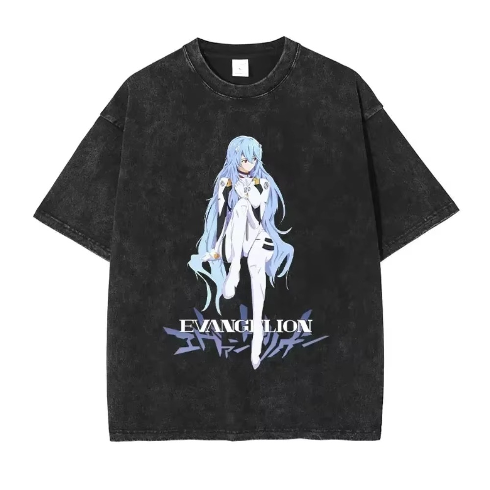 Streetwear Brand Japan - เสื้อยืดโอเวอร์ไซส์ผู้ชาย เสื้อผ้า EVA อนิเมะ สตรีทแวร์ แบรนด์วินเทจ