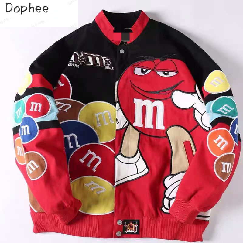 Streetwear Brand - 2025 สไตล์อเมริกันอินเทรนด์แบรนด์คู่เสื้อผ้า Hip Hop เย็บปักถักร้อยแจ็คเก็ตหลวมคอชุดเบสบอล Streetwear