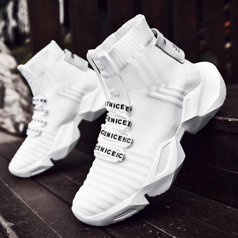 Off White Streetwear Brand - Plus ขนาดสูงขนาดใหญ่กีฬาถุงเท้า Boot ถุงเท้าผู้ชายรองเท้าผ้าใบรองเท้าวิ่งผู้ชายกีฬารองเท้าสีขาวกีฬารองเท้าผู้ชายถัก Gym GME-1560