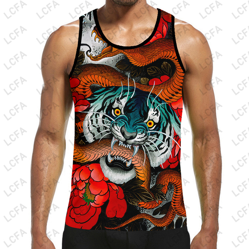 Streetwear Brand Red - Lcfa ยี่ห้อ3D พิมพ์งูสีแดง Tiger TANK Tops