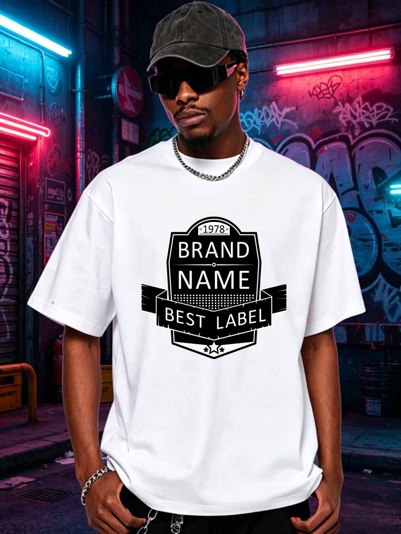 Streetwear Brand Label - เสื้อยืดผู้ชายลายกราฟิกแบรนด์ดังสไตล์เรโทร ปี 1978 พิมพ์ลายคุณภาพดี เสื้อผ้าลำลองแขนสั้นทรงโอเวอร์ไซส์ สตรีทแวร์