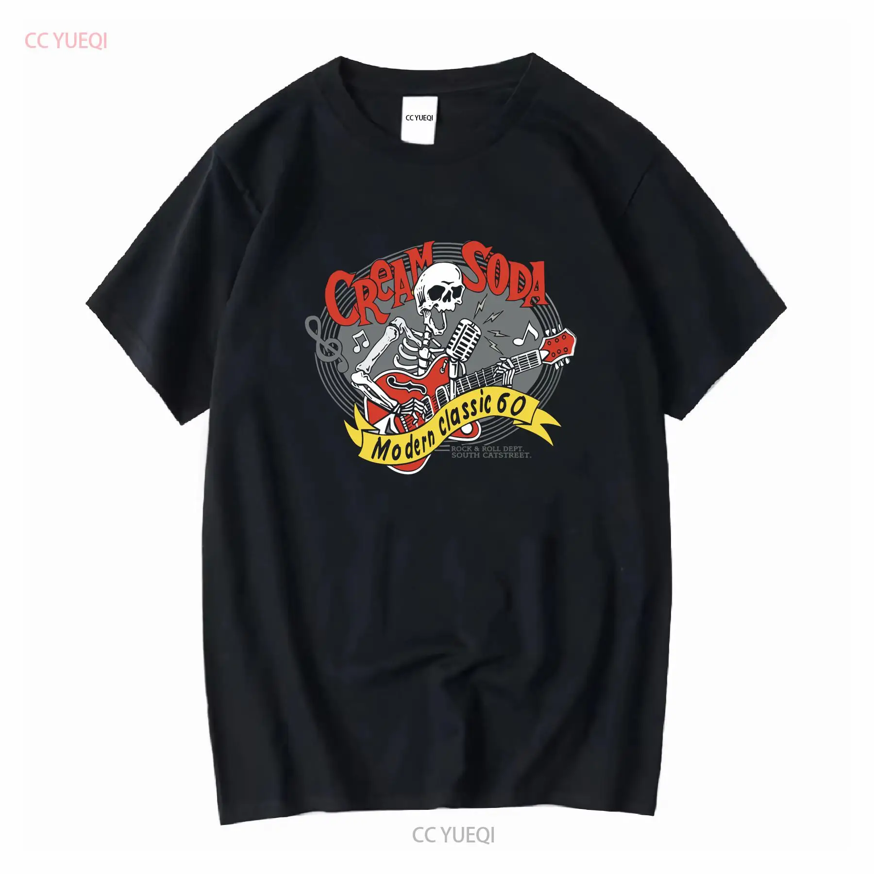 Streetwear Brand - เสื้อยืดครีมโซดา ร็อคโรล แบรนด์ญี่ปุ่น วินเทจ ผ้าซักแล้ว นุ่ม