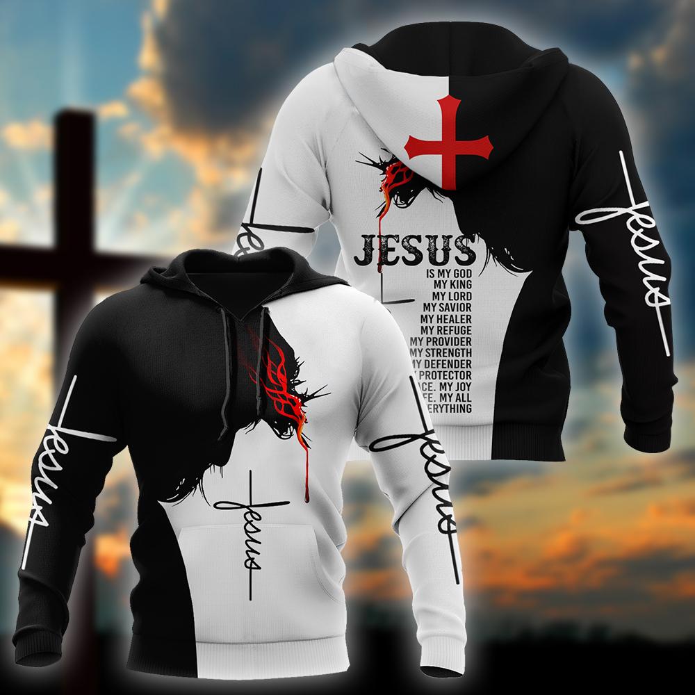 Streetwear Brand Tracksuit - ฤดูใบไม้ร่วงHoodiesพระเยซูTATTOO 3Dพิมพ์เสื้อกันหนาวผู้ชายUnisex Streetwear Zipper Pulloverเสื้อลําลองTracksuits KJ0179