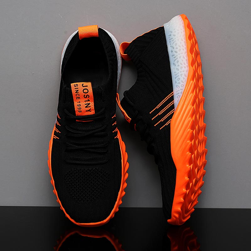 Streetwear Brand Japan - Plusขนาดน้ำหนักเบาAir Mesh Menกีฬารองเท้าผู้หญิงรองเท้าผ้าใบManสีส้มสีดำBreathableรองเท้าผู้ชายกีฬาgym D-436
