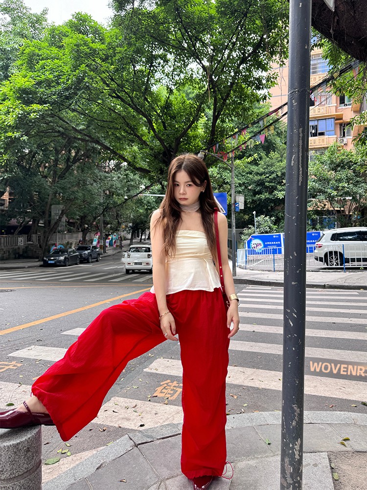 กางเกงทำงานลำลองทรงสลิมฟิตเอวต - Streetwear Brand Red บทวิจารณ์และราคา