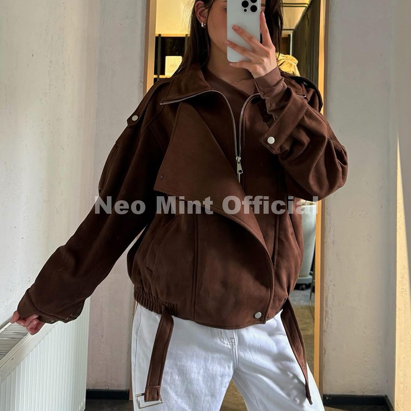 เสื้อแจ็คเก็ตหนังกลับสีน้ำตาลโ - Streetwear Brand Jacket บทวิจารณ์และราคา