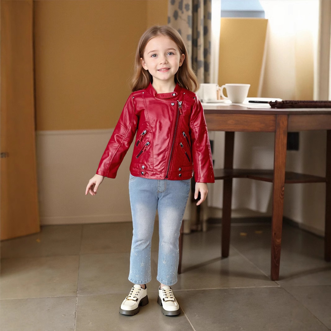 เสื้อแจ็คเก็ตหนัง PU สีชมพูแดง - Streetwear Brand Red บทวิจารณ์และราคา