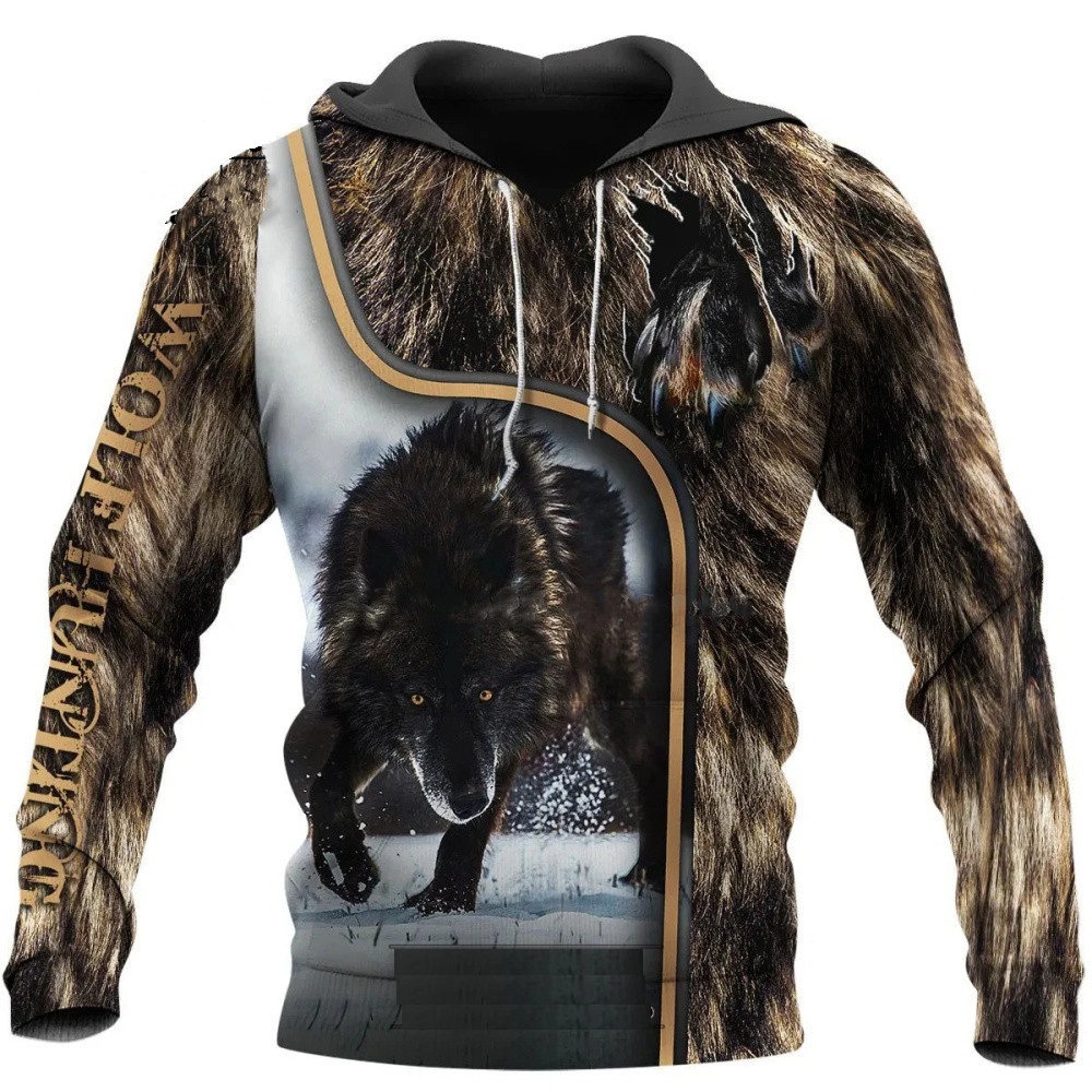 หมาป่าพิมพ์Hoodiesผู้ชาย3d Hoo - Streetwear Brand Tracksuit บทวิจารณ์และราคา