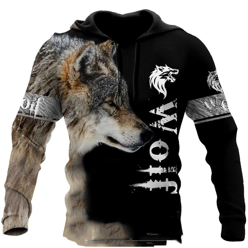 หมาป่าพิมพ์Hoodiesผู้ชาย3d Hoo - Streetwear Brand Tracksuit บทวิจารณ์และราคา